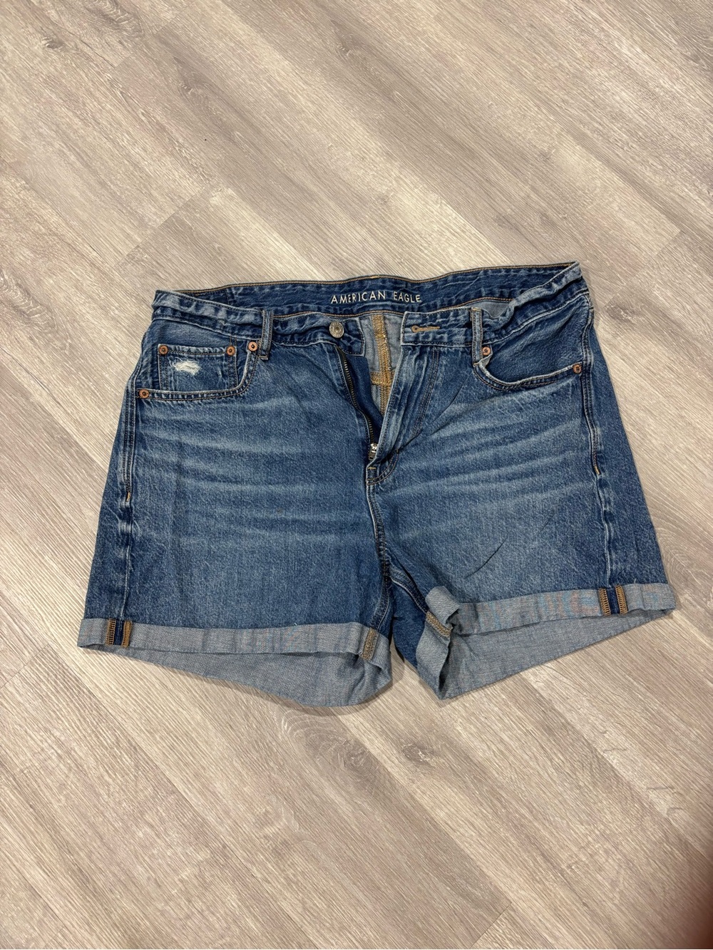 American Eagle Outfitters Blue Rolled-Cuff Denim Shorts